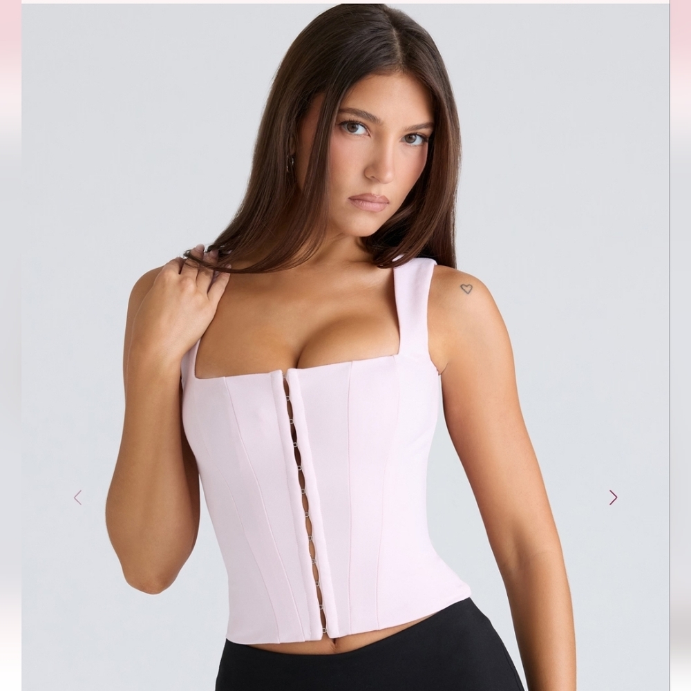 The Balconettepink fitted corset top